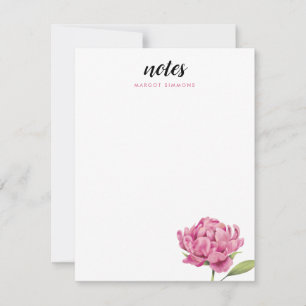 Pink Peony Floral Modern Mitteilungskarte
