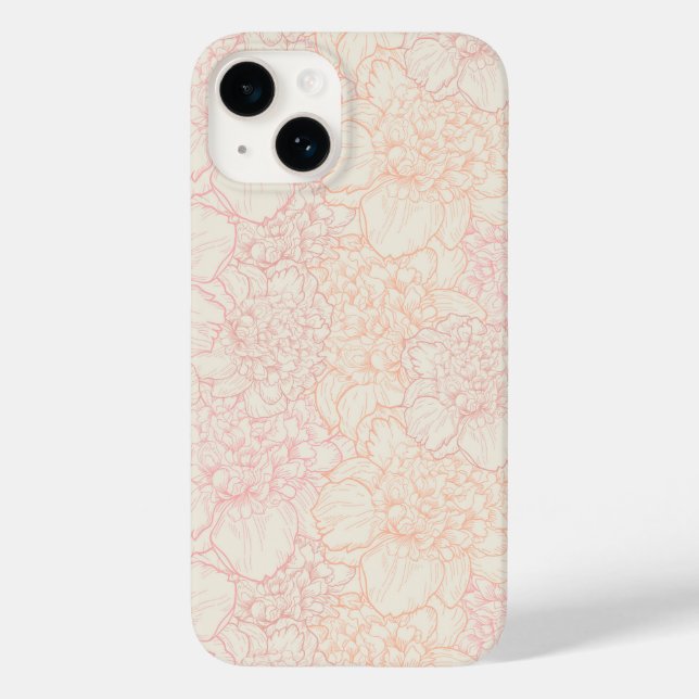 Pink Peony Floral Pattern Case-Mate iPhone 14 Hülle (Rückseite)