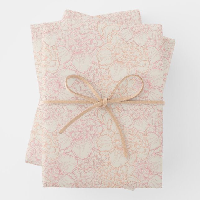 Pink Peony Floral Pattern Geschenkpapier Set (Beispiel)