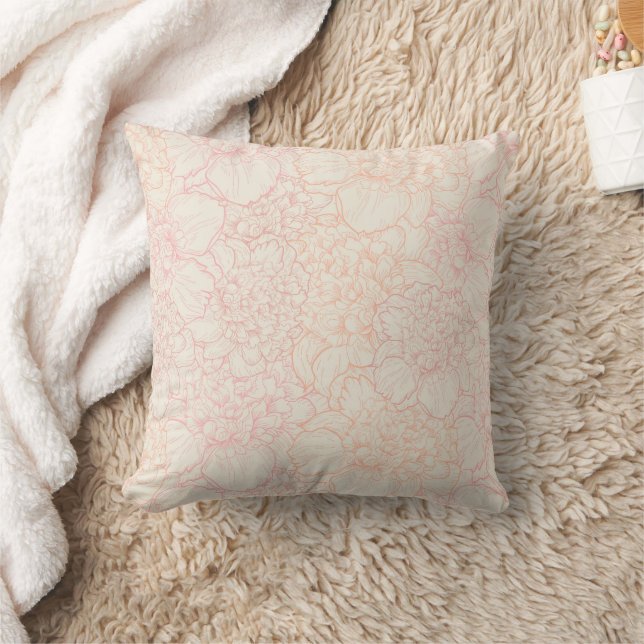 Pink Peony Floral Pattern Kissen (Decke)