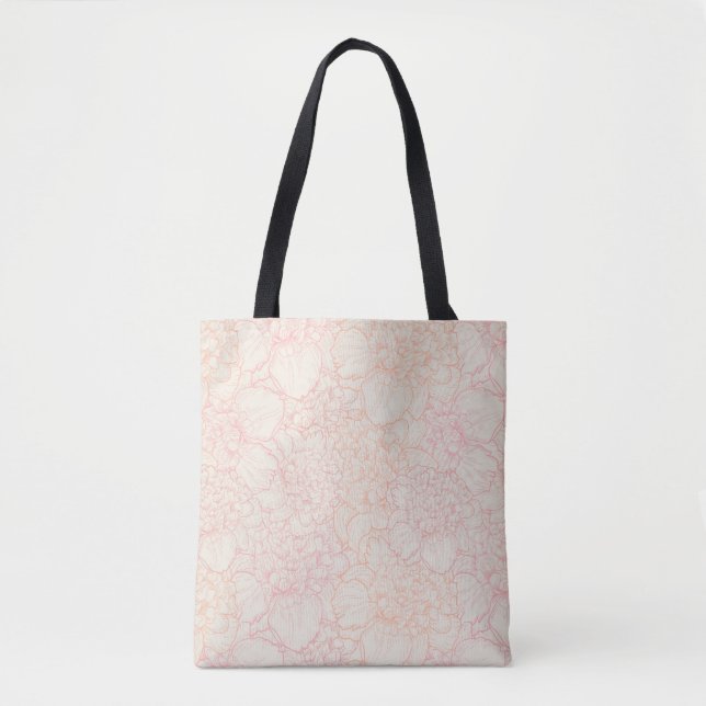 Pink Peony Floral Pattern Tasche (Vorderseite)