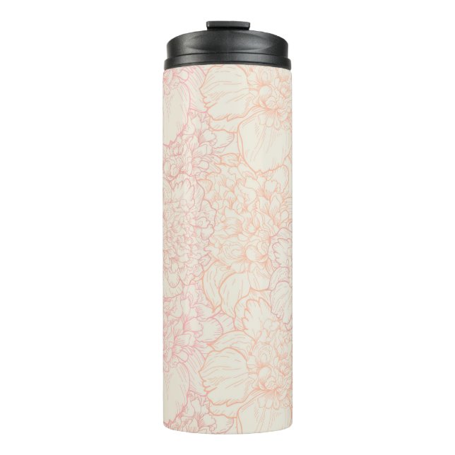 Pink Peony Floral Pattern Thermosbecher (Vorderseite)