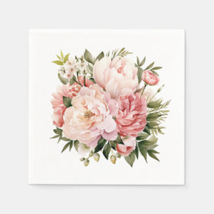 Pink Peony Floral Serviette