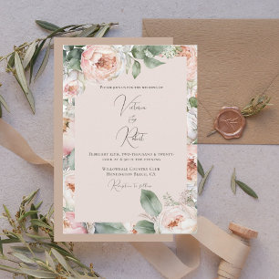 Pink Peony Floral Watercolor Moderne Hochzeit Einladung