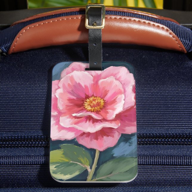 Pink Peony Flower Watercolor Floral Gepäckanhänger (Vorderseite Insitu 2)