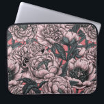 Pink peony flowers and moths laptopschutzhülle<br><div class="desc">Hand-drawn peony flowers and moths,  seamless vector pattern</div>