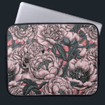 Pink peony flowers and moths laptopschutzhülle<br><div class="desc">Hand-drawn peony flowers and moths,  seamless vector pattern</div>