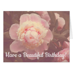 Pink Peony Flowers Custom Birthday Big Card
