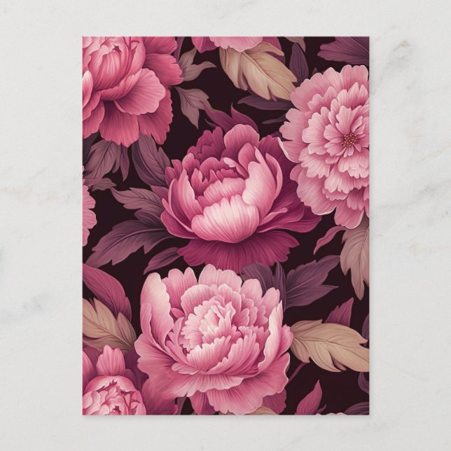 pink peony flowers postcrossing card postkarte (Vorderseite)
