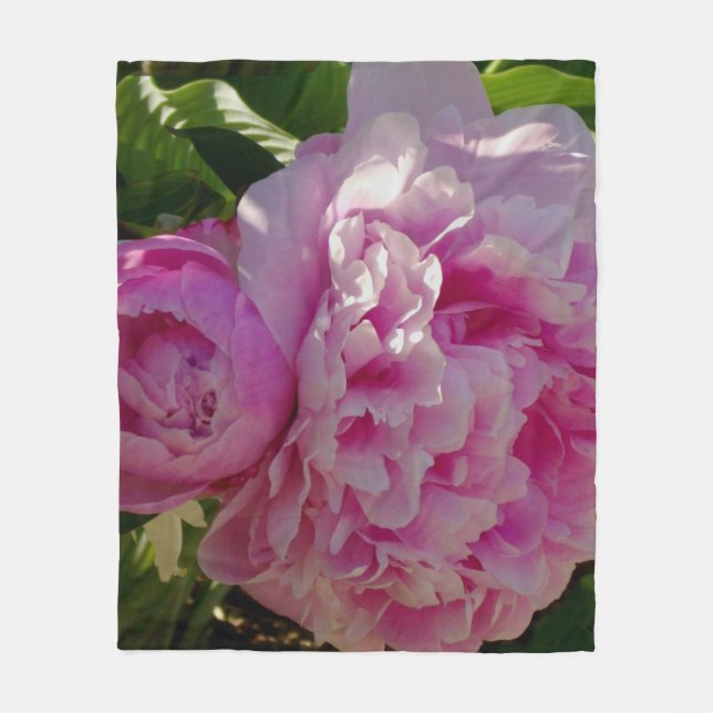 Pink Peony Foto Hütte Bauernhof Blumengarten Fleecedecke (Vorderseite)