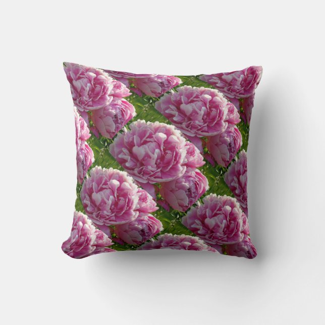 Pink Peony Foto Hütte Bauernhof Blumengarten Kissen (Vorderseite)