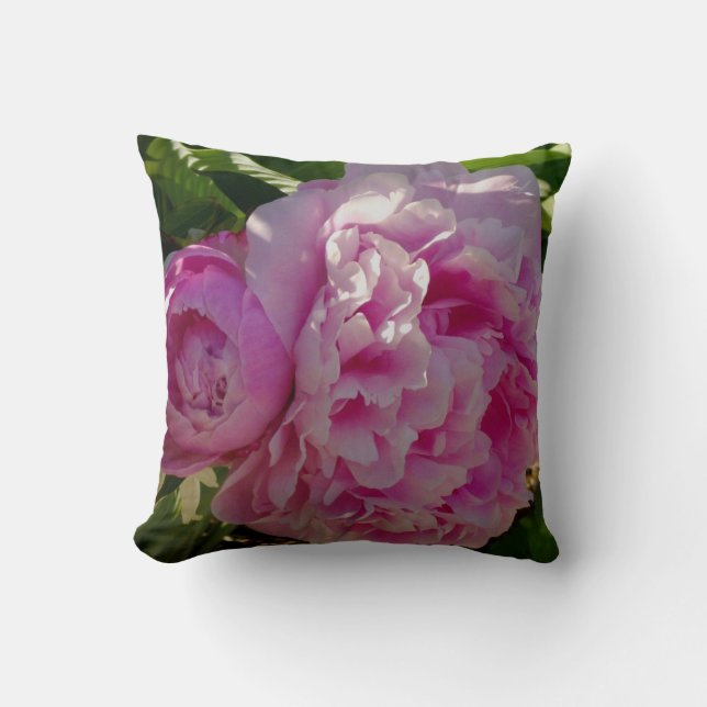 Pink Peony Foto Hütte Bauernhof Blumengarten Kissen (Vorderseite)