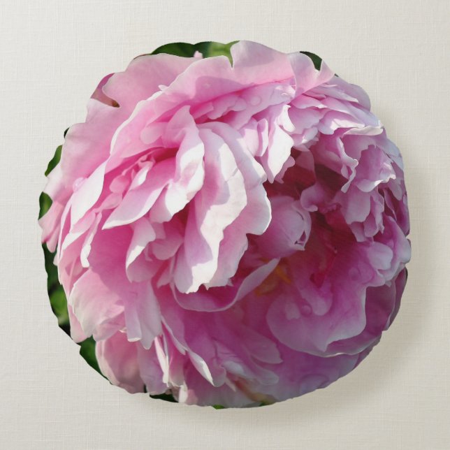 Pink Peony Foto Hütte Bauernhof Blumengarten Rundes Kissen (Vorderseite)