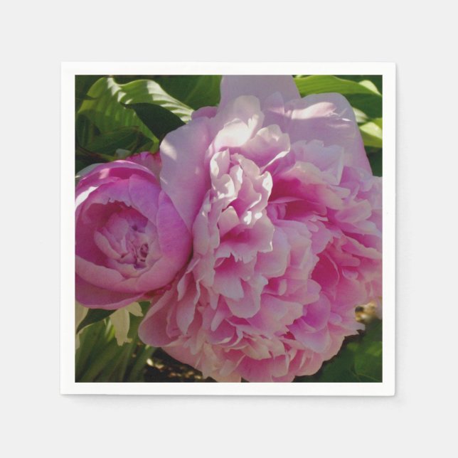 Pink Peony Foto Hütte Bauernhof Blumengarten Serviette (Vorderseite)