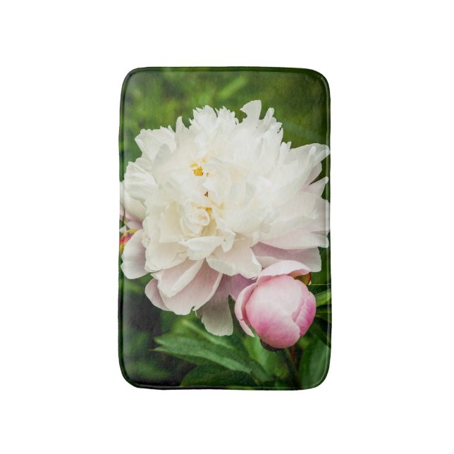 Pink Peony Garden Flowers Badematte (Vorderseite Vertikal)