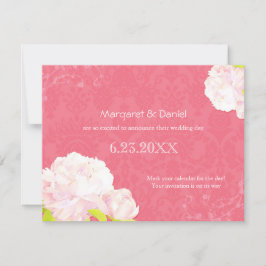Pink Peony Garden Wedding Save the Date Einladung