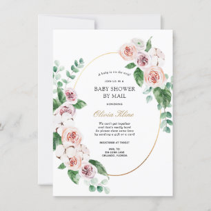 Pink Peony Gold Frame Baby Dusche per Mail Einladung