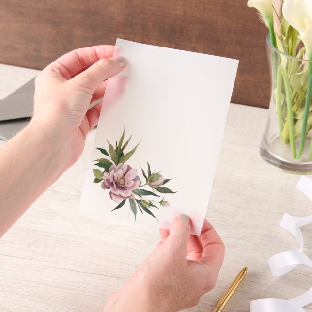 Pink Peony Green Leaves Overlay (Handgehalten)