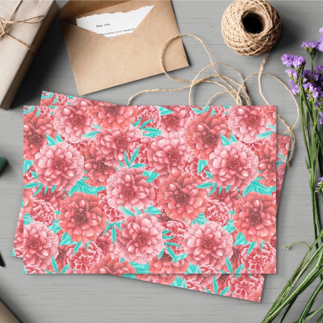 Pink Peony Hand gezeichnet Blumenmuster Seidenpapier (Pink Floral Pattern Tissue Paper)