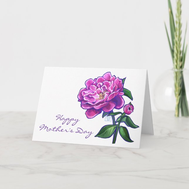 Pink Peony Happy Mother' Day Karte (Vorderseite)