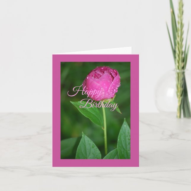Pink Peony - Hapy Birthday Card Karte (Vorderseite)