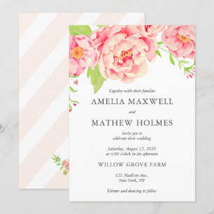 Pink-Peony-Hochzeit Einladung