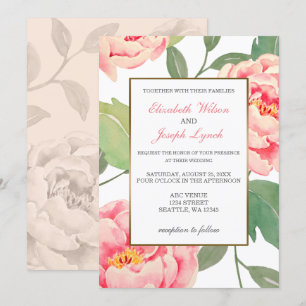 Pink Peony Invitations de mariage florales