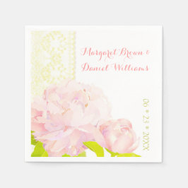 Pink Peony Ivory Imitats Lace Wedding Serviette