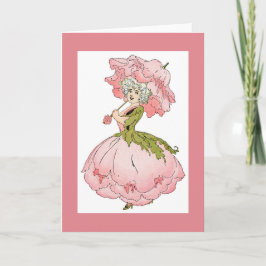 Pink Peony Lady Grußkarte Karte