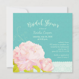 Pink Peony Lagoon Green Brautparty Einladung