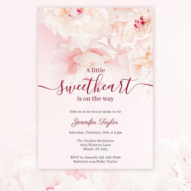 Pink Peony Little Sweetheart Girl Baby Dusche Einladung (Von Creator hochgeladen)