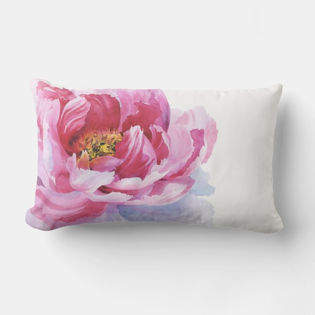 Pink Peony Lumbar Pillow Lendenkissen (Vorderseite)