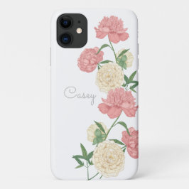 Pink Peony Moderne Personalisiert iPhone Case