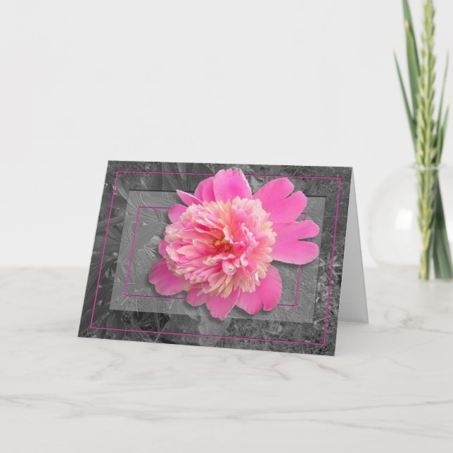 Pink Peony Mother's Large Schriftart Day Card Karte (Vorderseite)
