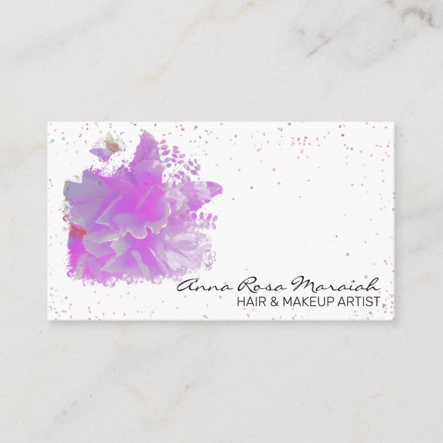 *~* Pink Peony Original Malerei Art Butterfly AR3 Visitenkarte (Vorderseite)