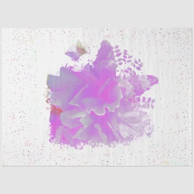 *~* Pink Peony Painting Art Butterfly AR3 Seidenpapier (Vorderseite)