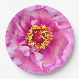 Pink Peony Plate, 9" Rundpapierplatte Pappteller
