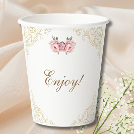 Pink Peony Rokoko Blume Kinderdusche Pappbecher