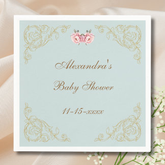 Pink Peony Rokoko Vintage Blume Kinderdusche Serviette
