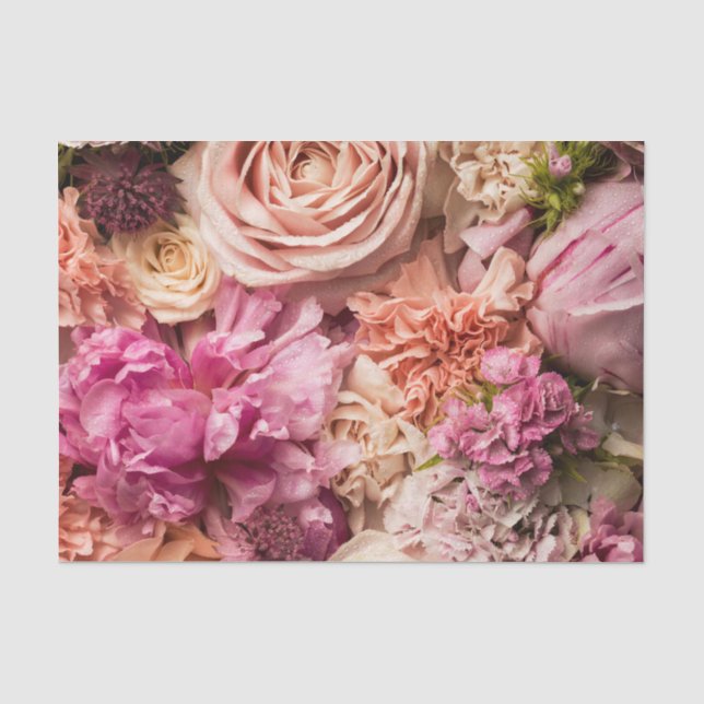 Pink Peony Rose Floral Background Tissue Paper Seidenpapier (Vorderseite)