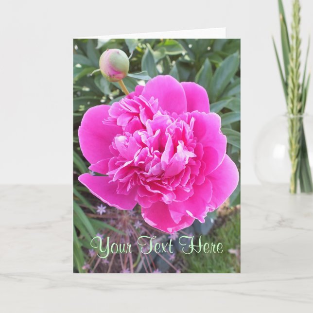 Pink Peony Rose Grußkarte *Anpassen* Karte (Vorderseite)