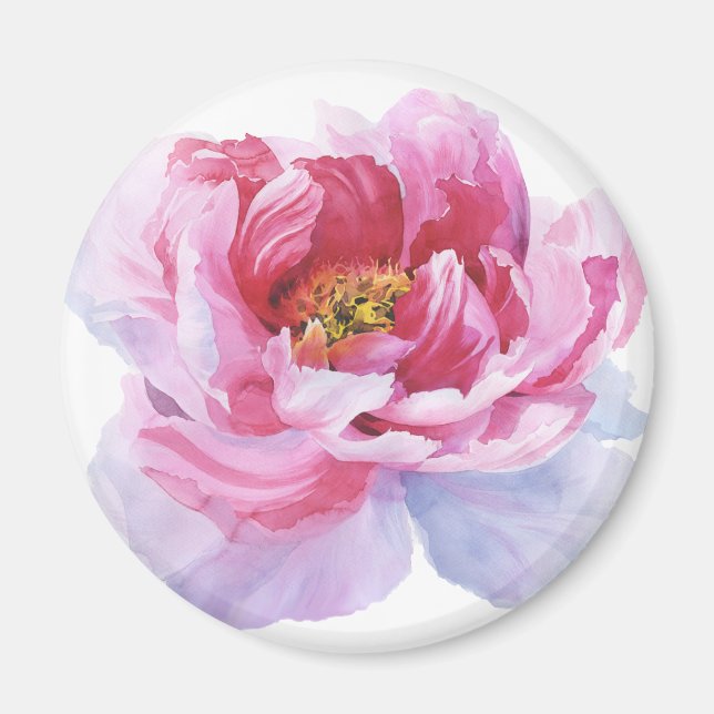Pink Peony Round Magnet (Vorne)