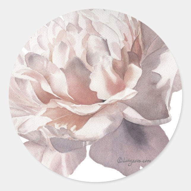 Pink Peony Stickers Hochzeit Personalisiert (Vorderseite)