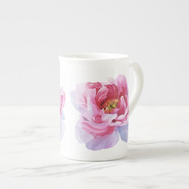 Pink Peony Tasse Cup Knochen China (Vorderseite Rechts)