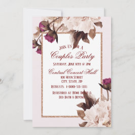Pink Peony Watercolor Blumenpaare Party Einladung