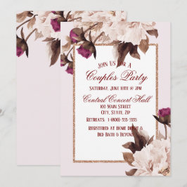 Pink Peony Watercolor Blumenpaare Party Einladung