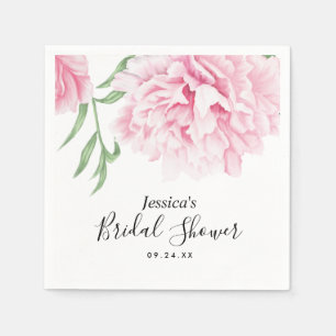 Pink Peony Watercolor Brautparty Serviette