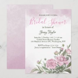 Pink Peony Watercolor Bridal Dusche Einladung