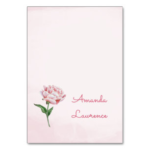 Pink Peony Watercolor Personalisierte Platzkarten Tischnummer