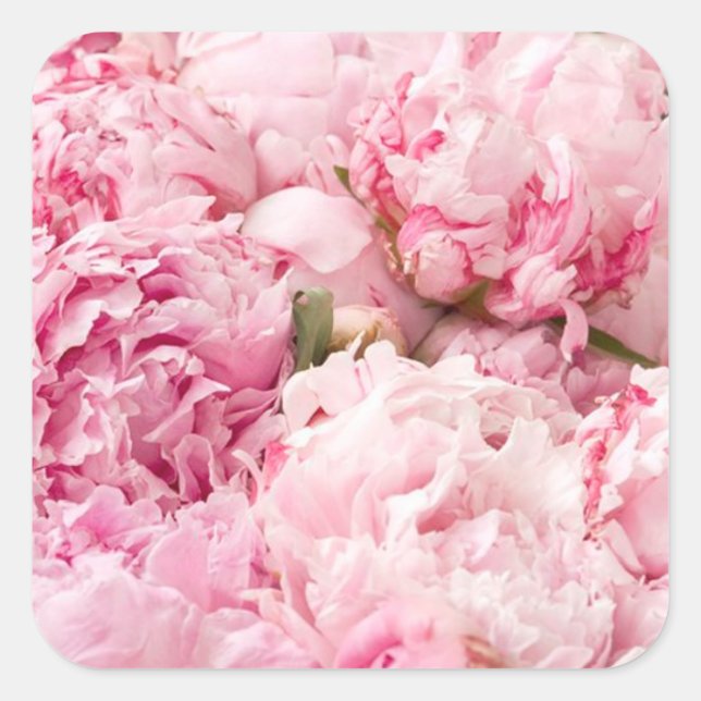 Pink Peony Wedding Stickers (Vorderseite)
